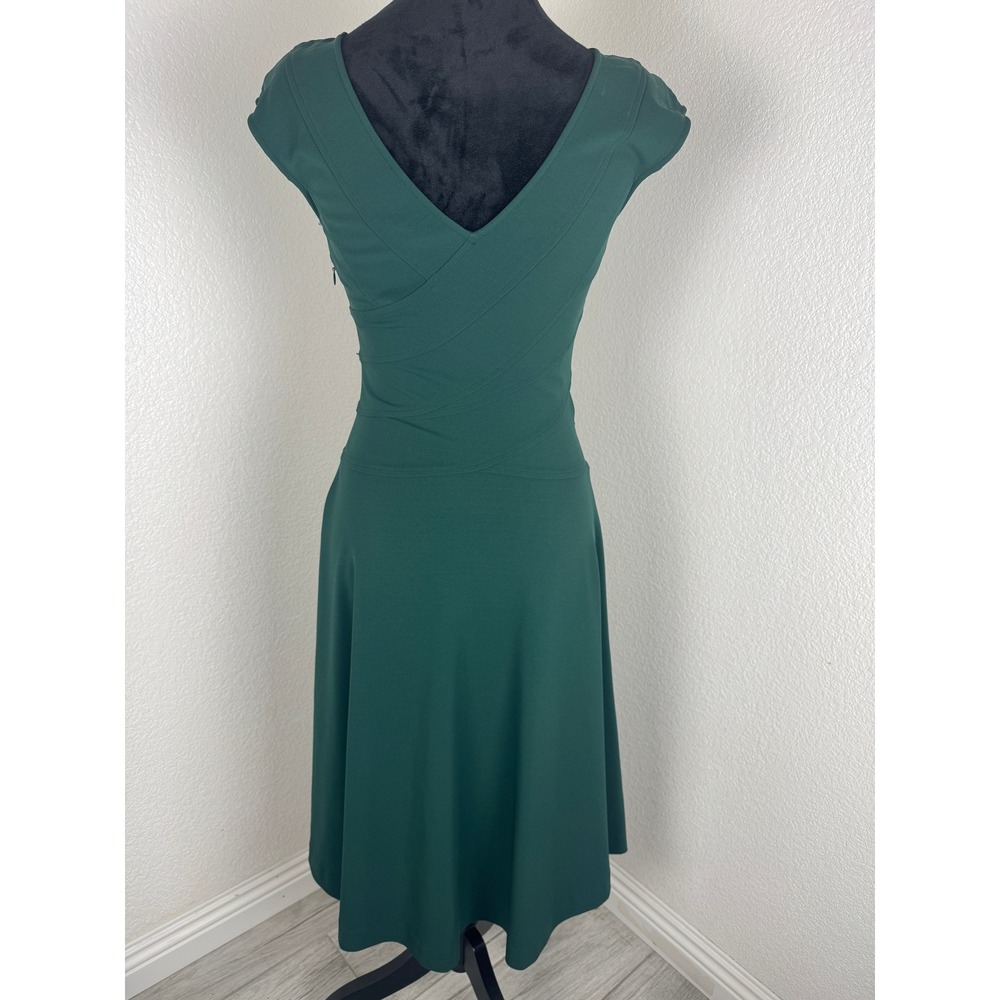 NWT Authentic Derek Lam New York Dress Green V Neck Cap Sleeve Fit Flare